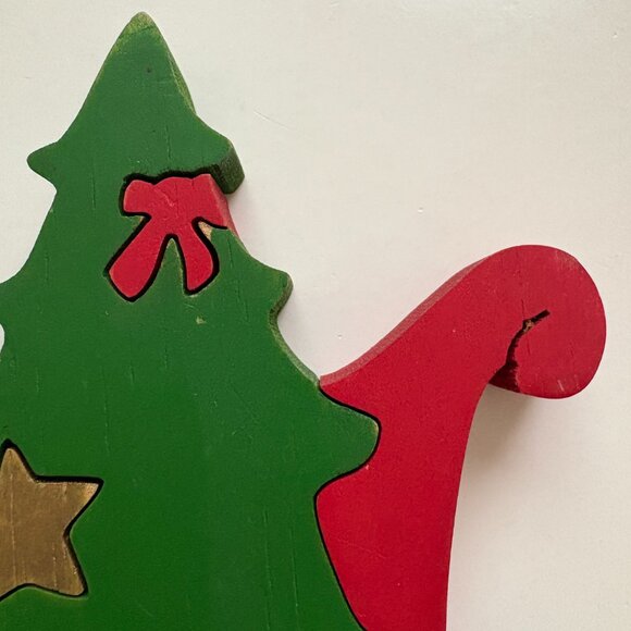 Santa Sleigh Jigsaw Puzzle Block Wood Handcrafted Christmas Figurine 3D Vintage - Picture 12 of 15